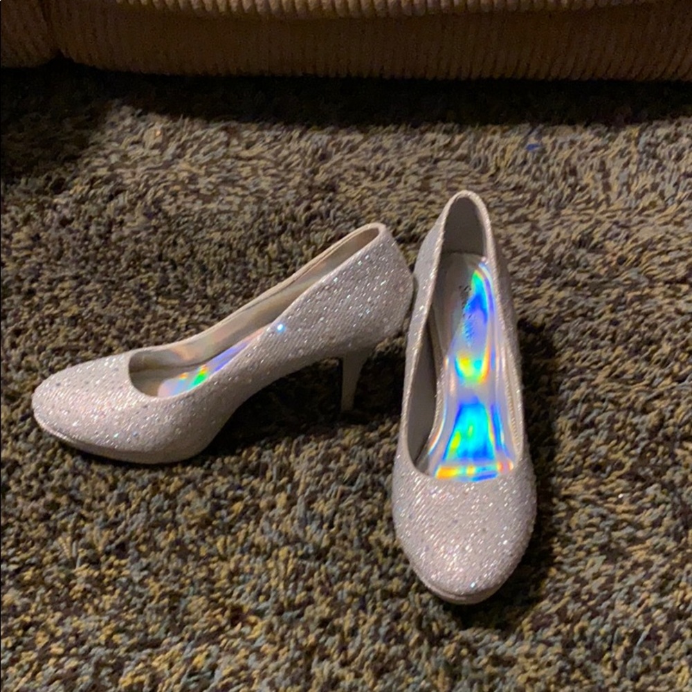 Silver sparkly high heels